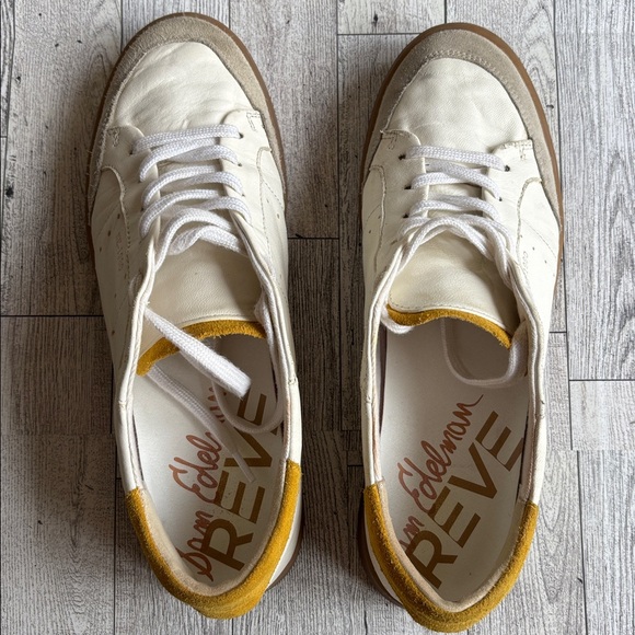 Sam Edelman Josi Sneakers White cream Gold Leather‎ tailgate shoes women’s 9 - Picture 3 of 9